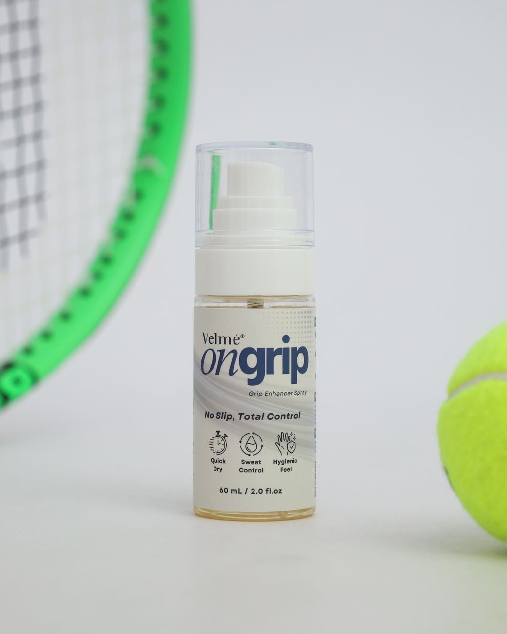 ONGrip with a racket and a tennis ball